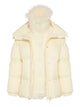 Yves Salomon Ys Army Collection: Mid-Length Down Jacket With Removable Bib And Lambswool Trim