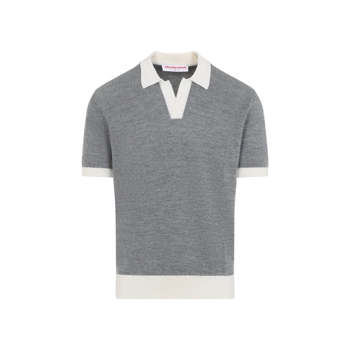 Orlebar Brown Black And White Horton Contrast Merino Wool Polo