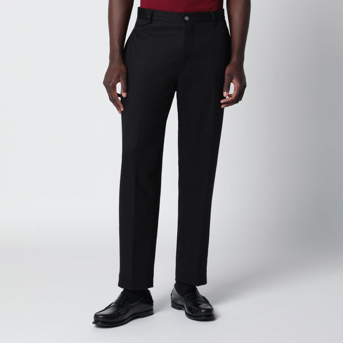 Santaniello Black Cotton And Linen Trousers