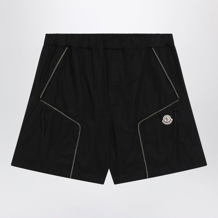 Moncler Black Cargo Shorts In Cotton Gabardine