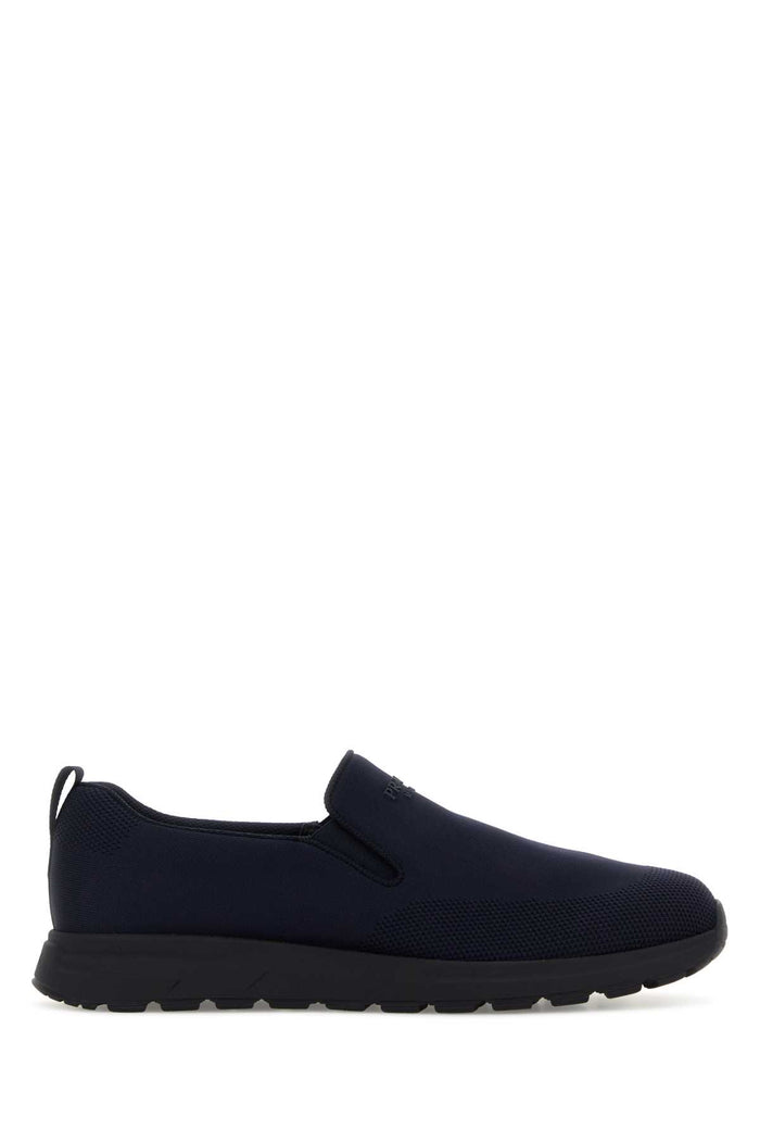 Prada Dark Blue Jersey Slip Ons