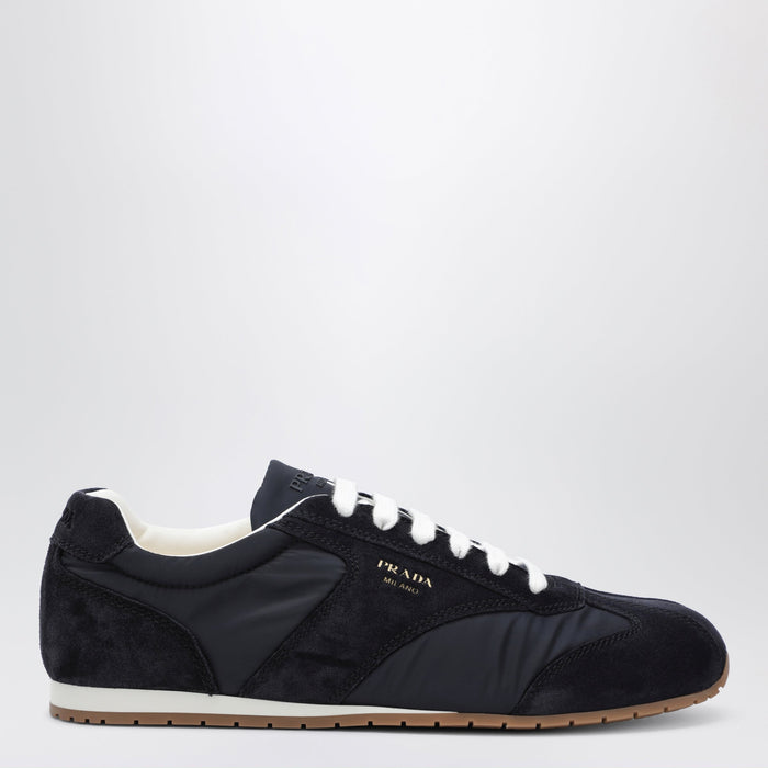 Prada Blue Fabric And Suede Sneakers