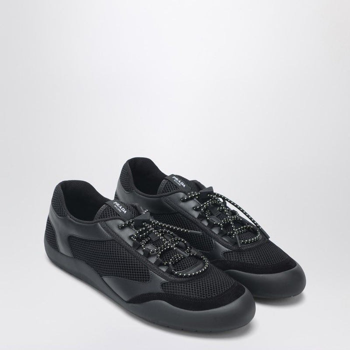 Prada Black Speedrock Sneakers In Leather And Mesh