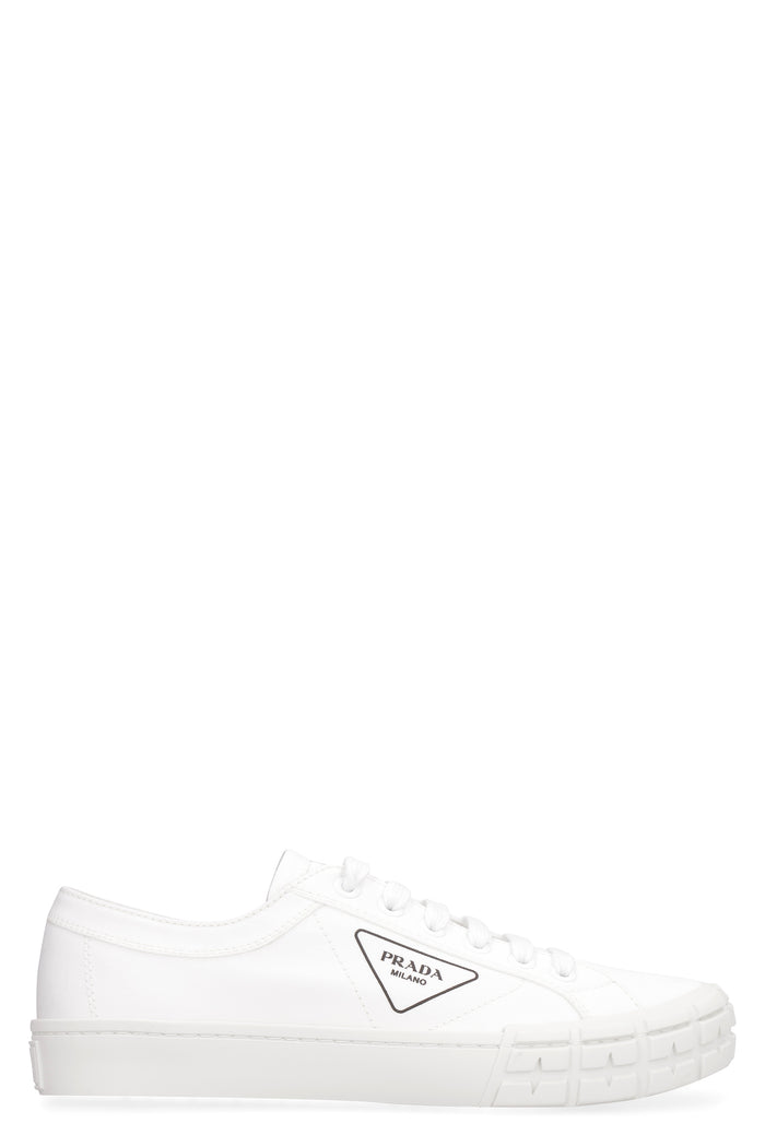 Prada White Gabardine Wheel Sneakers