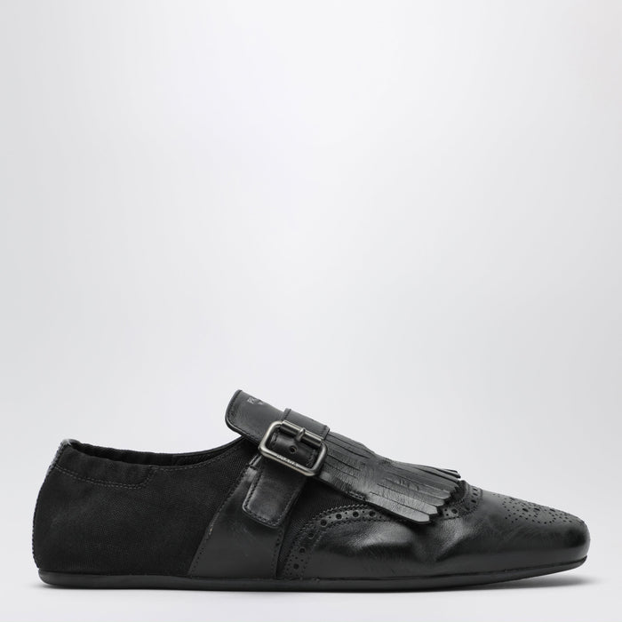 Prada Black Leather Shuffle Buckle Shoes