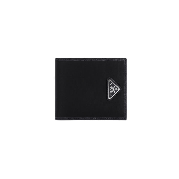 Prada Black Fabric And Leather Wallet