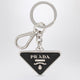 Prada Two-Tone Leather And Metal Keychain