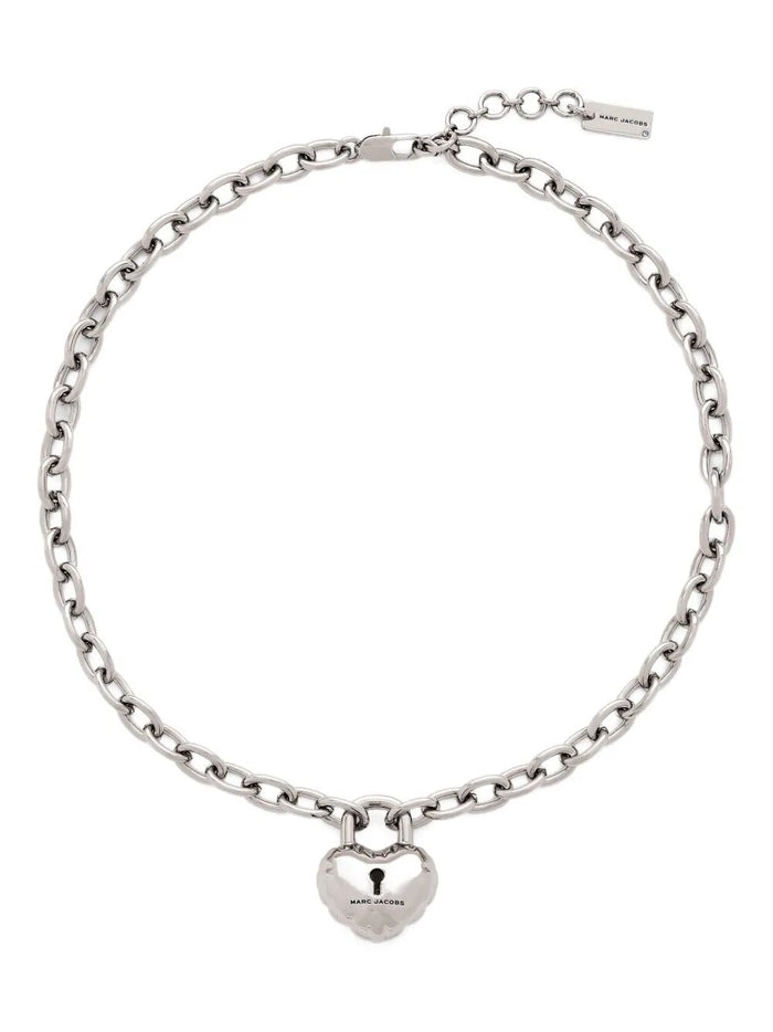 Marc Jacobs Balloon Heart Lock Necklace - - Brass - Silver