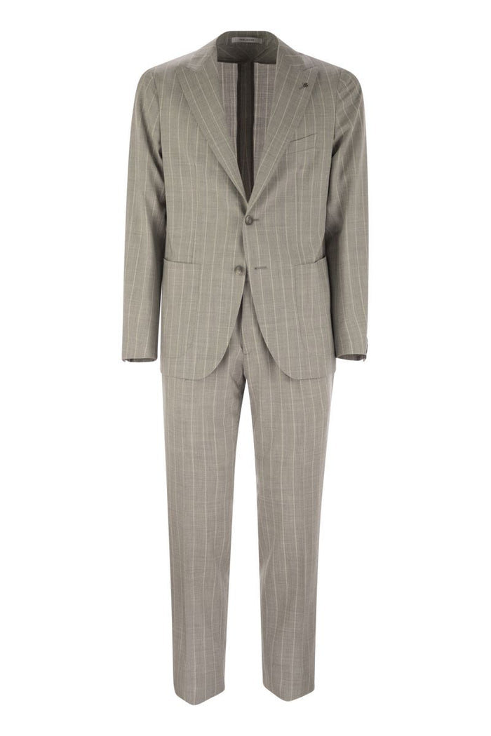 Tagliatore Pinstripe Suit In Wool And Silk