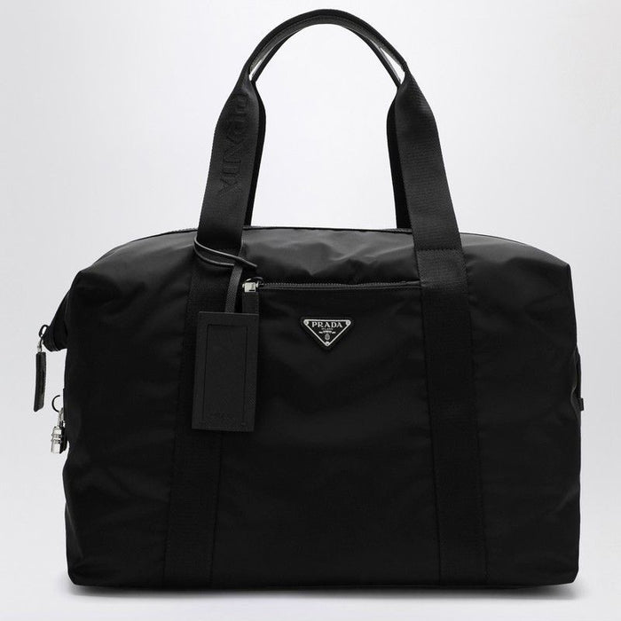 Prada Black Renylon And Saffiano Travel Bag