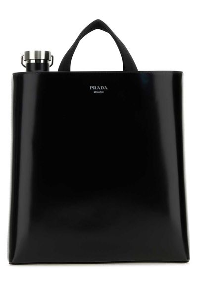 Prada Black Leather Shopping Bag