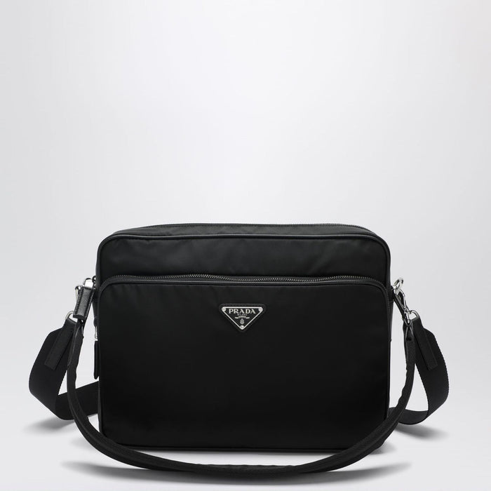 Prada Renylon And Saffiano Leather Crossbody Bag In Black