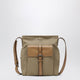Prada Route Crossbody Bag In Canvas And Khaki Leather