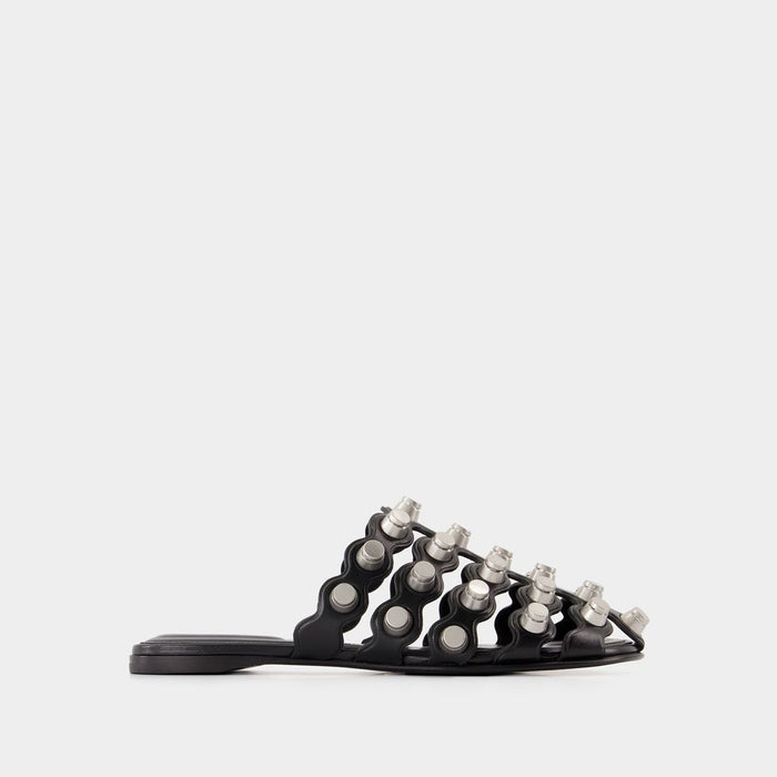 Alexander Wang Black Leather Rexa Slippers