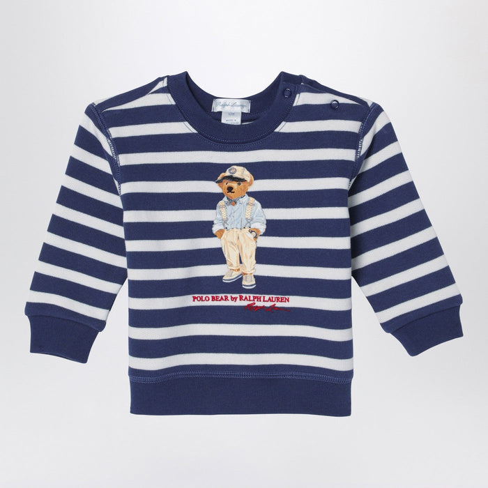 Polo Ralph Lauren White/Navy Blue Striped Sweatshirt With Print