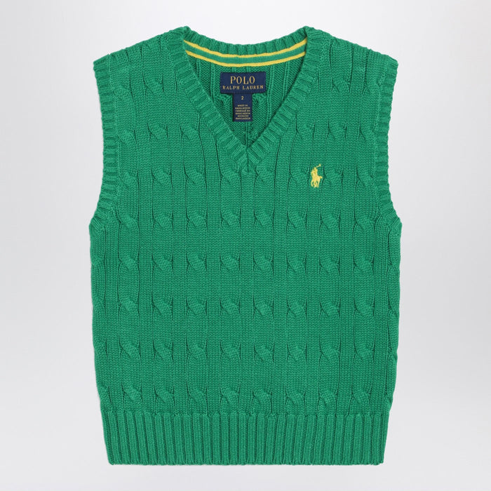 Polo Ralph Lauren Green Cable-Knit Cotton Vest