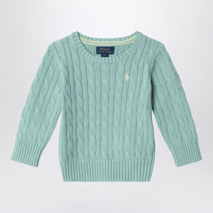 Polo Ralph Lauren Celadon Green Cable Knit Cotton Jumper