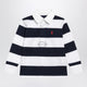 Polo Ralph Lauren Navy Blue/White Striped Cotton Polo Shirt