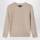 Polo Ralph Lauren Cable-Knit Cotton Crewneck Sweater In Tan Heather