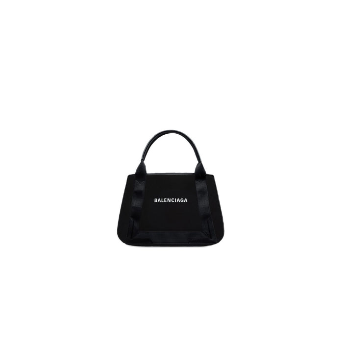 Balenciaga Black Canvas Small Cabas Navy Handbag