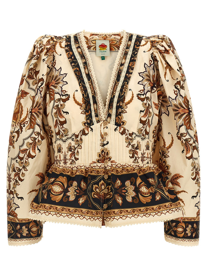 Farm Rio 'Majestic Garden Sand' Blouse