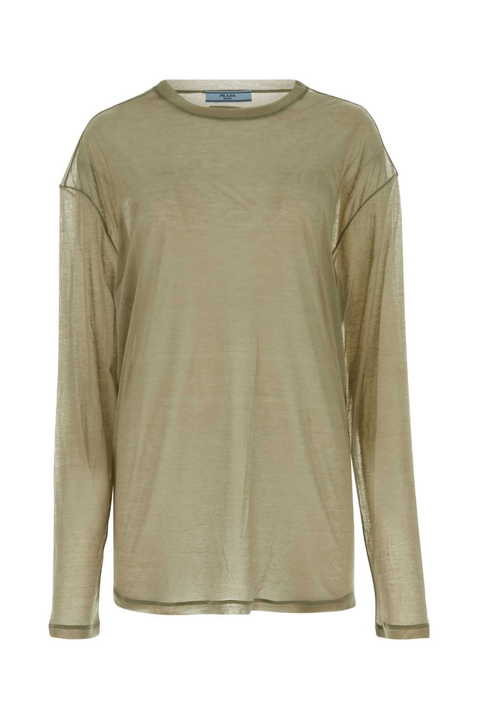 Prada Khaki Lyocell Blend Oversize T-Shirt