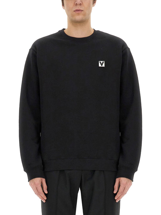 Valentino Cotton Crewneck Sweatshirt With "Chez Valentino" Patch