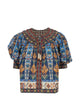 Farm Rio Embroidered Tapestry Short Sleeve Blouse