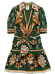 Farm Rio Greens Silk Floral Print Dresses