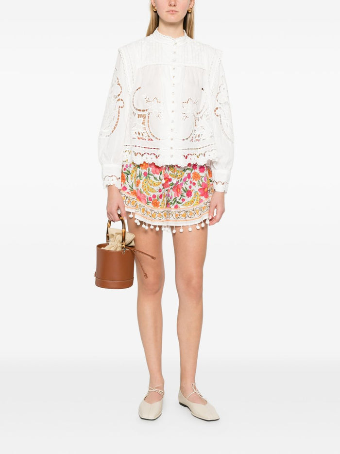 Farm Rio Blusa Mao Richilieu Blanca Troquelada