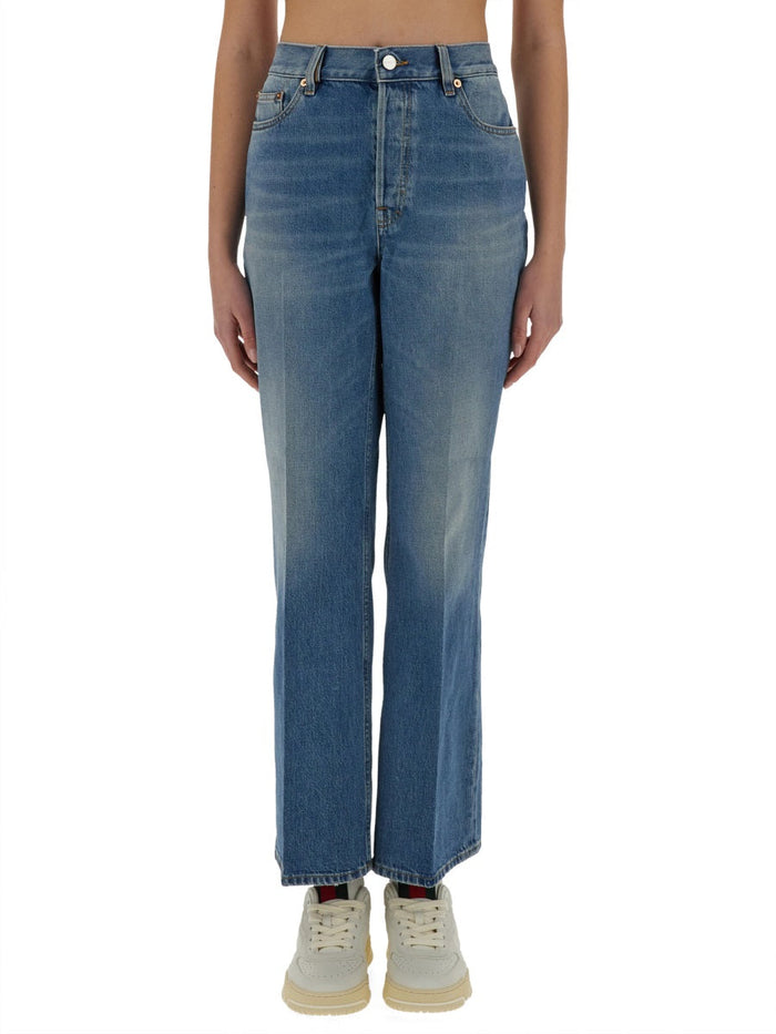 Gucci Denim Pants With Logo Label