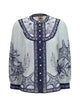 Farm Rio "Coast Scarf" Off-White Long Sleeve Blouse