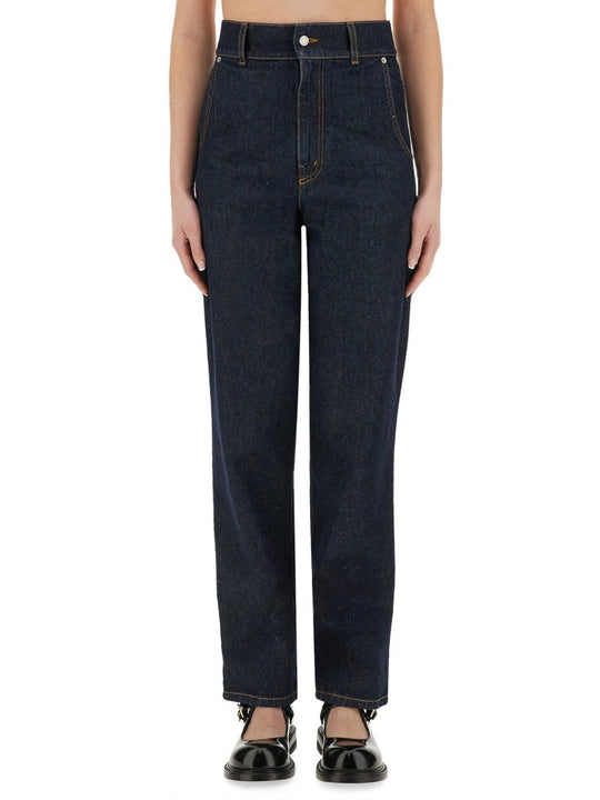 Moschino "Laurel Crown Patch" Denim Pants