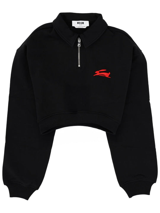 Msgm "Follow The Rabbit" Collared Sweatshirt
