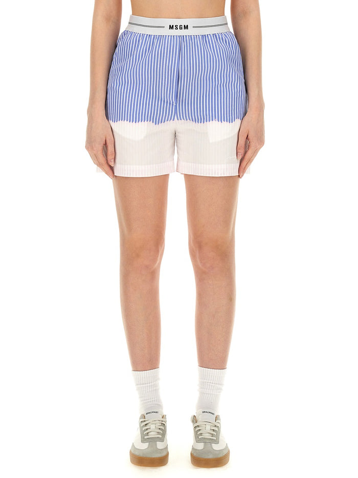 Msgm Shorts With Logo Band