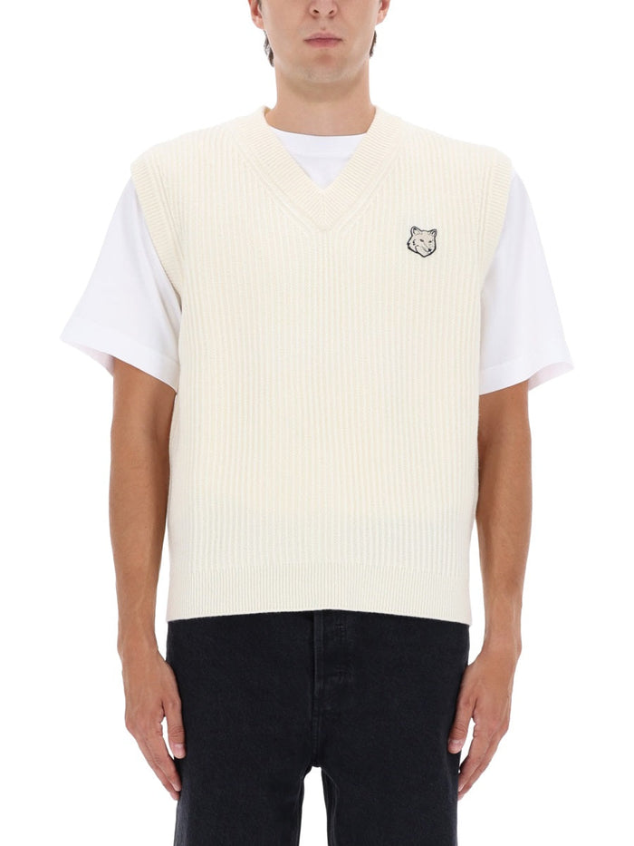 Maison Kitsuné Ribbed Vest With Fox Patch
