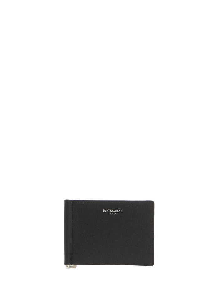 Saint Laurent Saint Laurent Paris Bill Clip Wallet In Grain De Poudre Leather