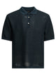 Beams Plus Blue Paper Polyester Nylon Spandex Washi Yarn Polo Shirt