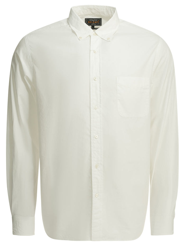 Beams Plus B.d. Color Broad White Cotton Casual Shirt