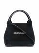 Balenciaga Black Canvas Cabas Navy Xs Handbag