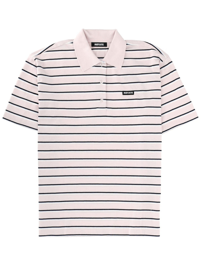 Rotate Birger Christensen Striped Polo Shirt With Logo