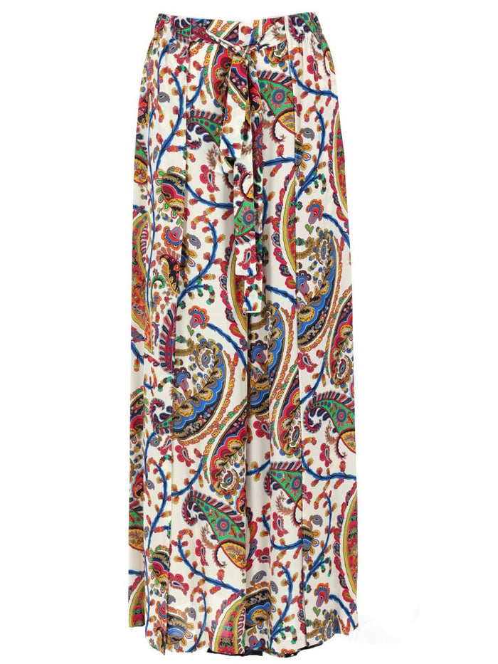 Etro Pantalone Palazzo Con Cintura E Motivo Paisley