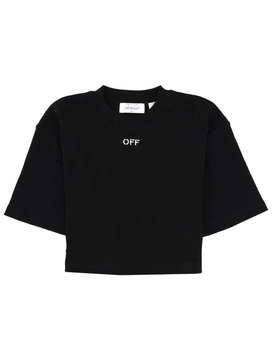 Off-White Cropped T-Shirt With Logo