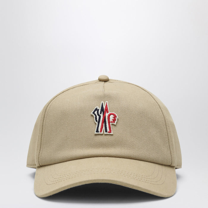Moncler Grenoble Beige Baseball Cap With Logo Patch