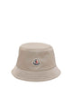 Moncler Beige And Blue Reversible Logo Bucket Hat