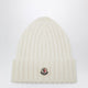 Moncler White Cable-Knit Wool Beanie With Logo