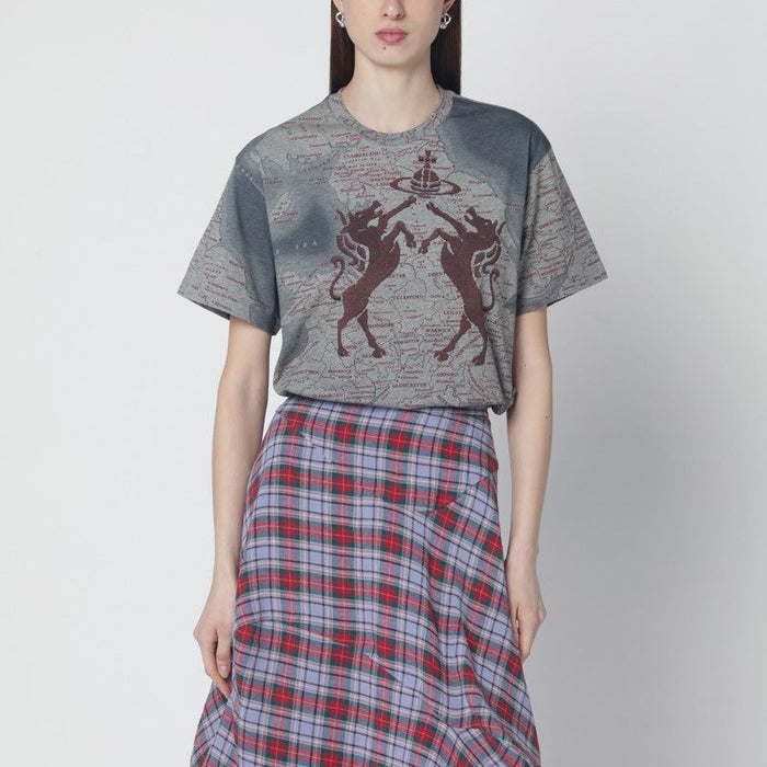 Vivienne Westwood Grey Mélange Tshirt With Logo Print