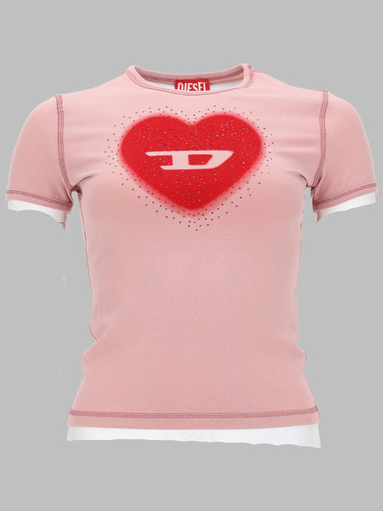 Diesel T-Shirt Con Stampa A Cuore E Borchie
