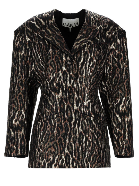 Ganni Animal Print Blazer