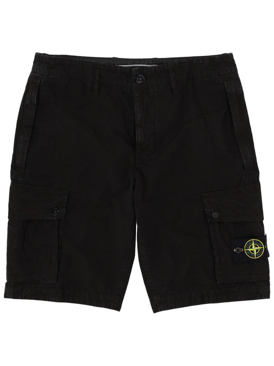 Stone Island Cargo Shorts With Logo Patch